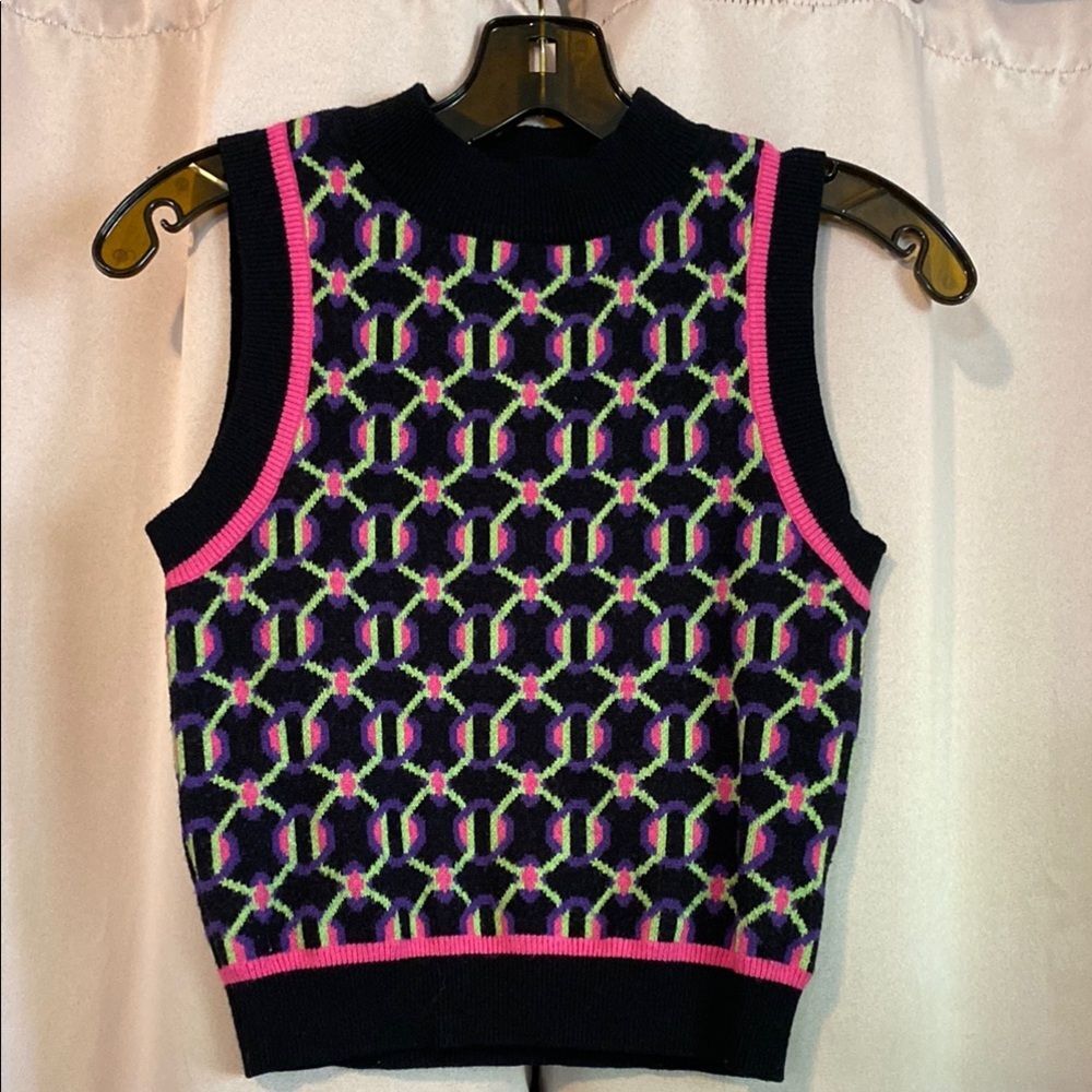 Sweater Vest/Tank Top- Pink And Green Detail